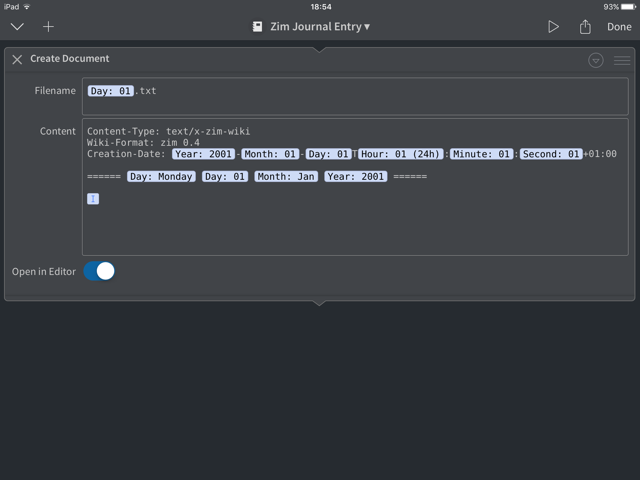 Text file template creation in Editorial, allowing variables to be used