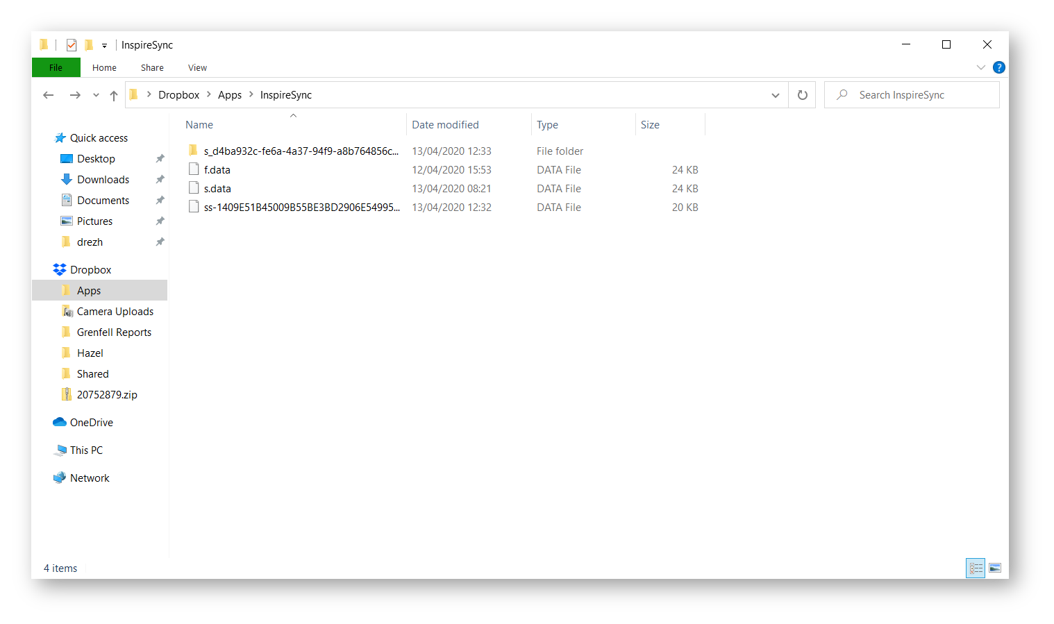 Inspire’s sync files within Dropbox