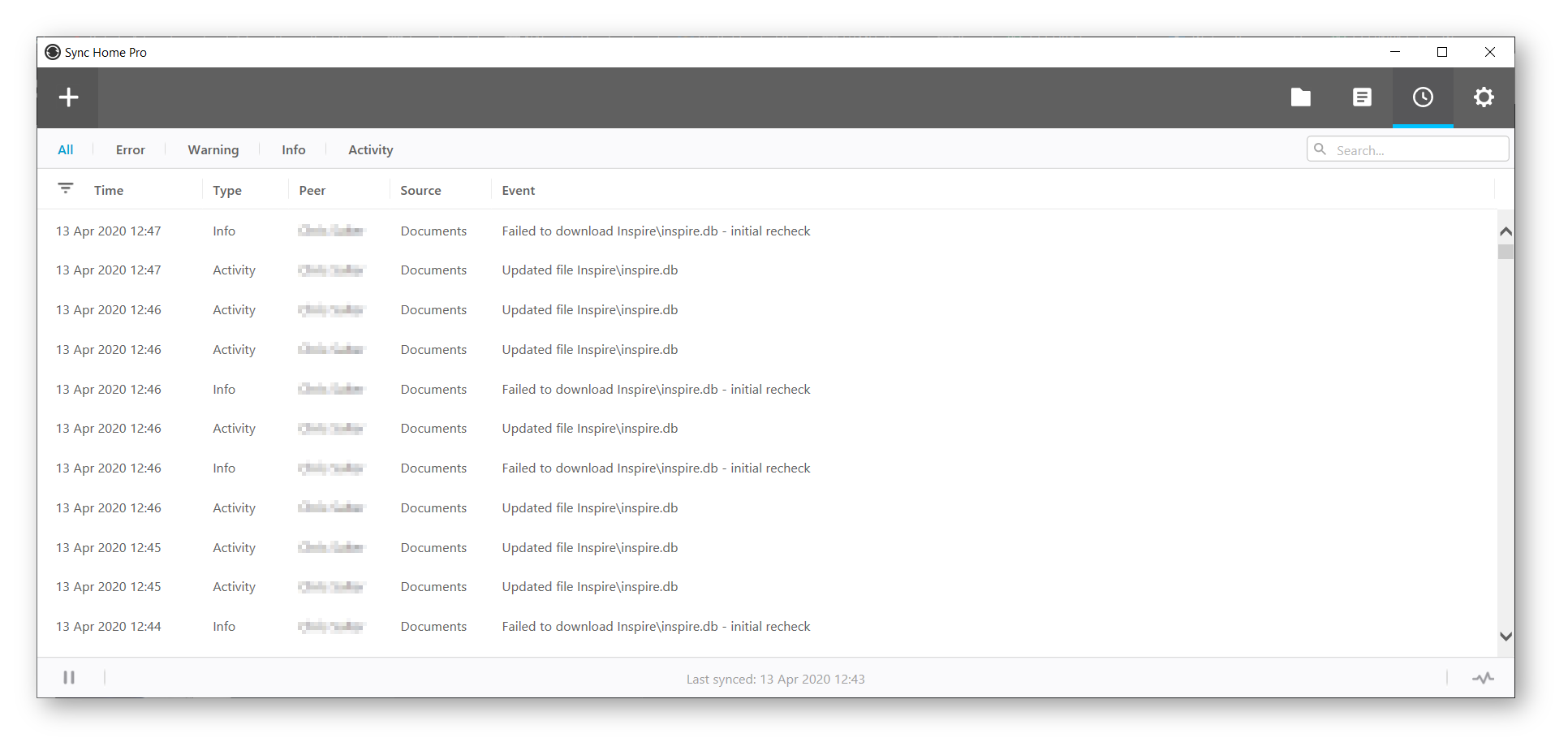 Resilio Sync indicating some errors