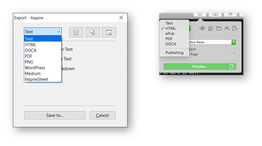 Export options compared